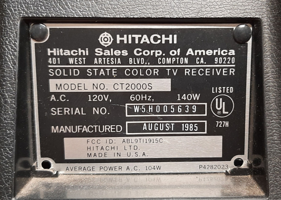 Click to view image in new tab Hitachi CT-2000S