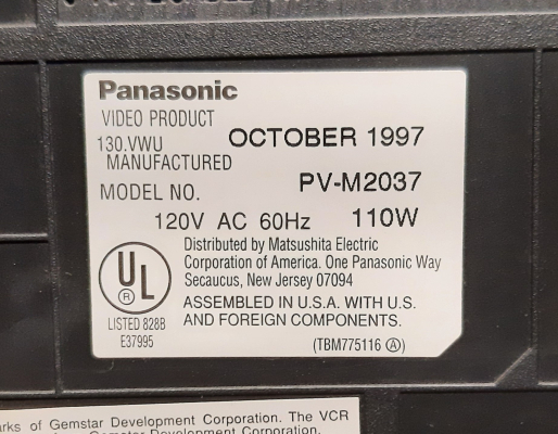 Click to view image in new tab Panasonic PV-M2037
