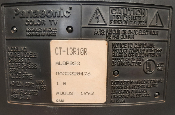 Click to view image in new tab Panasonic CT-13R10R