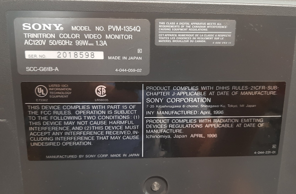 Click to view image in new tab Sony PVM-1354Q