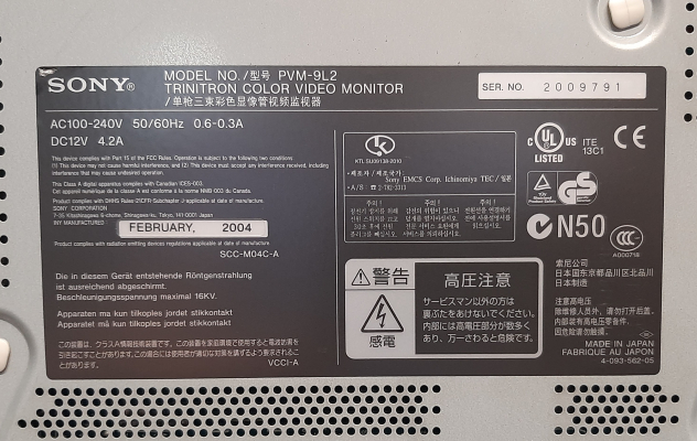 Click to view image in new tab Sony PVM-9L2